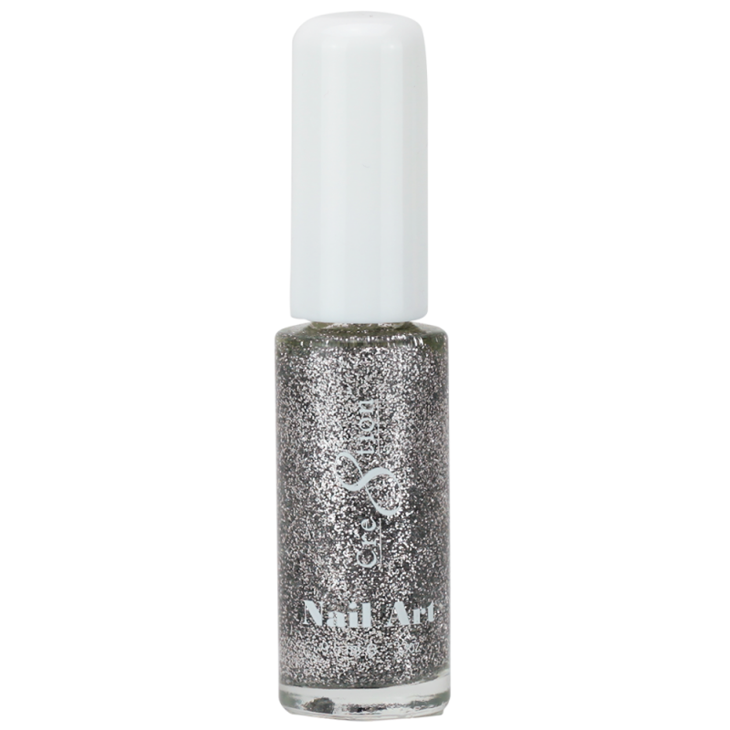 Cre8tion Nail Art Design Thin Detailer, Silver Glitter, 0.33oz 